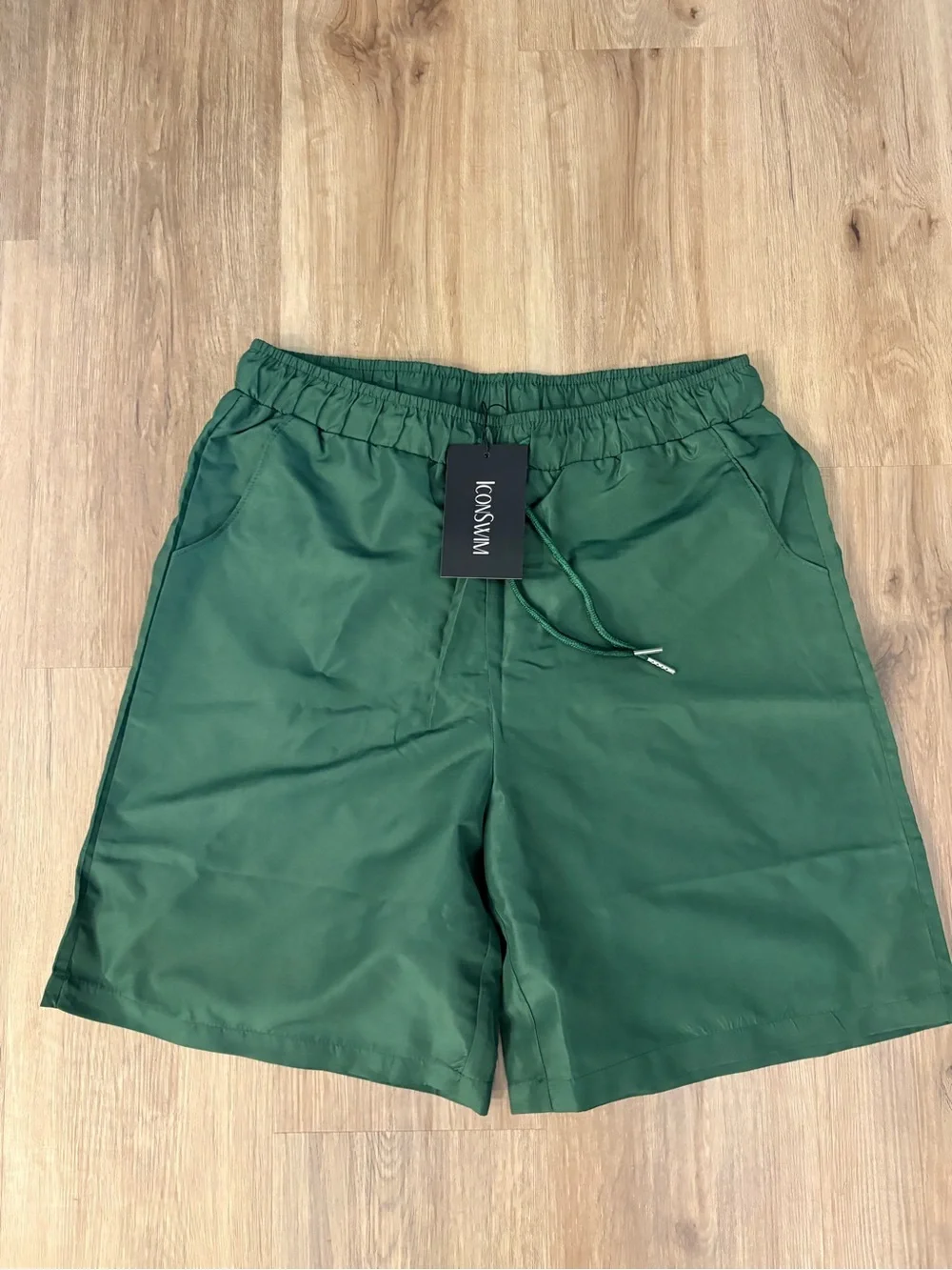 Woven Forest Green Drawstring Shorts